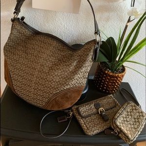 Coach Brown and Tan Shoulder Bag Set